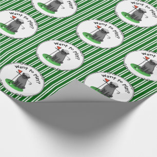 Papier Cadeau Carlin de golf Jouer Golf (noir) mignon chien drôl
