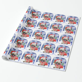 Papier Cadeau Carlin d'hiver de saison de Noël