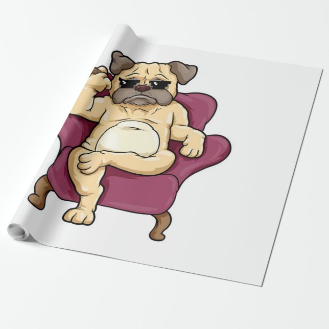Papier Cadeau Carlin Fumer Cigar | Chien Carlin vraiment Cool (Déroulé)