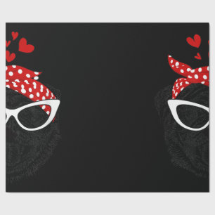 Papier Cadeau Carlin Mignonne Dans Un Headband Avec Lunettes Cad