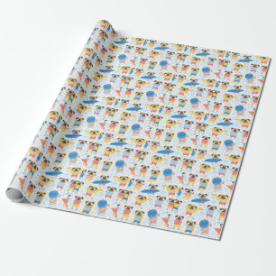 Papier Cadeau Carlins de vacances, plage d'été sans soudure.