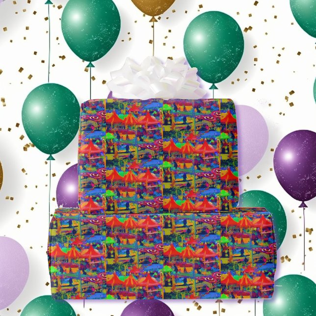 Papier Cadeau Carnaval peinture Abstraite moderne Anniversaire C (Créateur téléchargé)