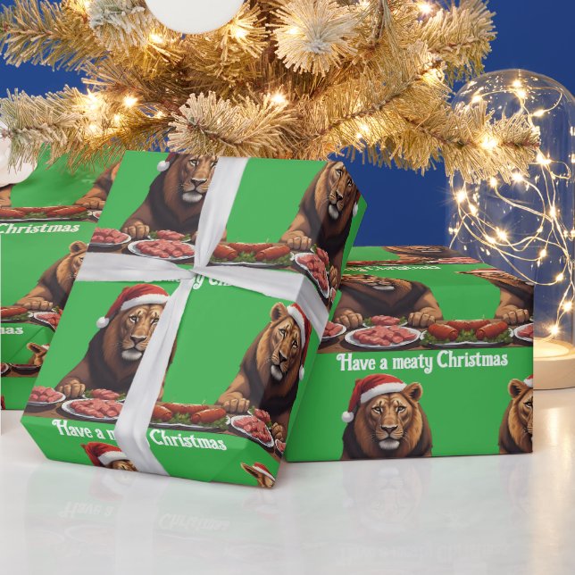 Papier Cadeau carnivore lion Christmas holiday Wrapping Paper (Vacances)