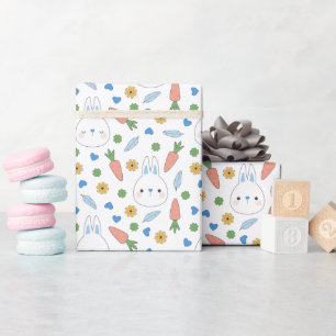 Papier Cadeau Carottes Bunnies Bleues Printemps Pâques Motif