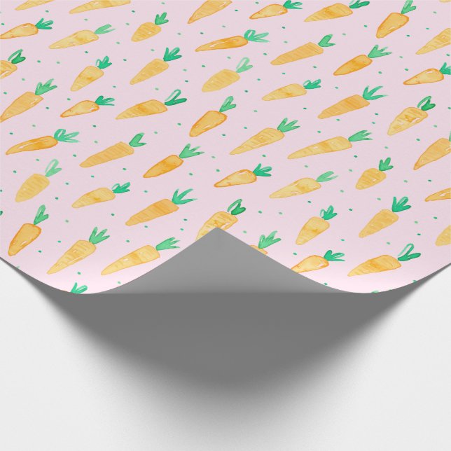 Papier Cadeau Carottes d'aquarelle rose (Coin)