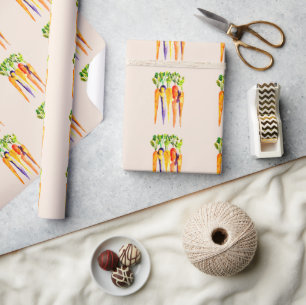 Papier Cadeau Carottes mignonnes aquarelle art