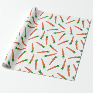 Papier Cadeau Carottes orange, verte et blanche