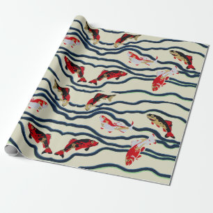 Papier Cadeau Carpe de natation colorée Art déco Décoration mari
