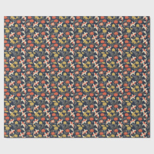 Papier Cadeau Carpe Koï Élégante et Motif de Lotus