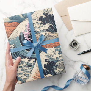 Papier Cadeau Carpeaux de Koi Japonais Motif Sakura