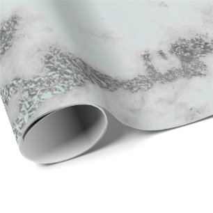 Papier Cadeau Carrara Marbre Tiffany Pale Aqua Grey Argent