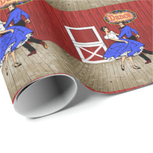 Papier Cadeau Carré Danser Barn Dance Scène Hoe Down