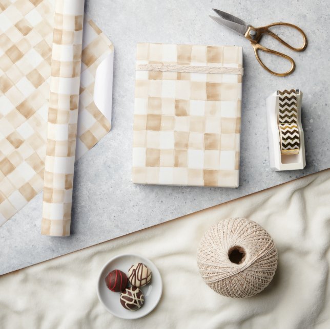 Papier Cadeau Carré Marron Crème Anniversaire (Artisanat)