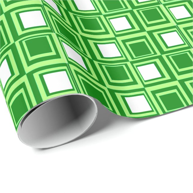 Papier Cadeau Carré moderne, émeraude et vert citron (Coin rond)