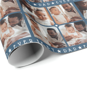 Papier cadeau carré moderne personnalisé avec 4 ph