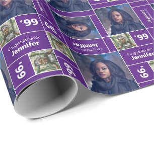 Papier Cadeau Carré Photo Classe Année Purple