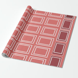 Papier Cadeau Carré Rectangle Géométrique Rouge Blanc