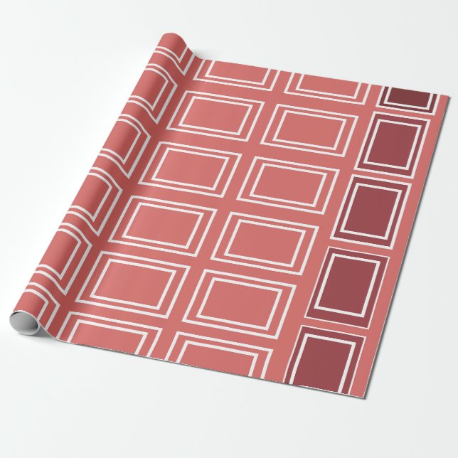 Papier Cadeau Carré Rectangle Géométrique Rouge Blanc (Déroulé)