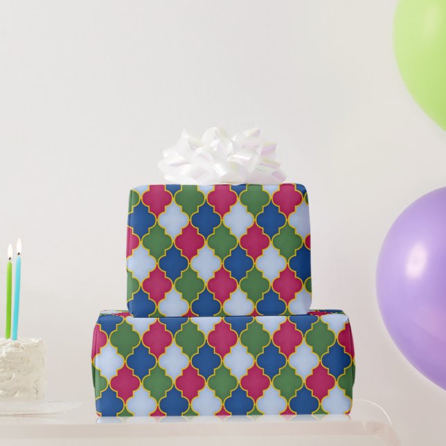 Papier Cadeau Carreau marocain bleu (Cadeaux de fête)