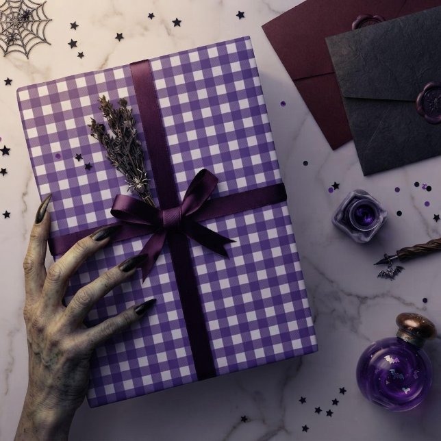 Papier Cadeau Carreaux à carreaux gingham violet (Créateur téléchargé)