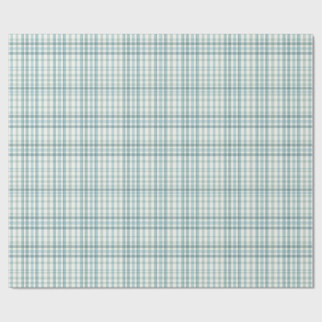 Papier Cadeau Carreaux à micro-motifs sarcelle subtiles (Plat)