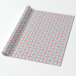 Papier Cadeau Carreaux abstraits bleus : vintages mignons.