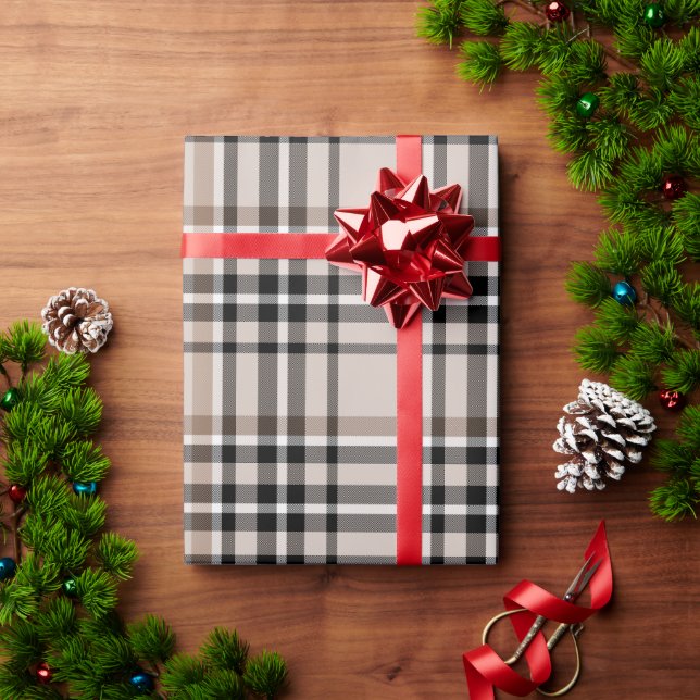 Papier Cadeau Carreaux Beige  (Cadeau de vacances)