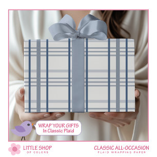 Papier Cadeau Carreaux Bleus Classiques