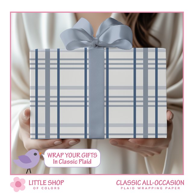 Papier Cadeau Carreaux Bleus Classiques (Créateur téléchargé)