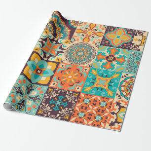 Papier Cadeau Carreaux colorés Azulejos. portugais traditionnel 