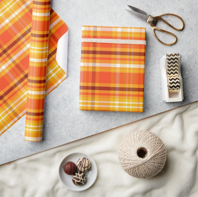 Papier Cadeau Carreaux d'automne  (Artisanat)