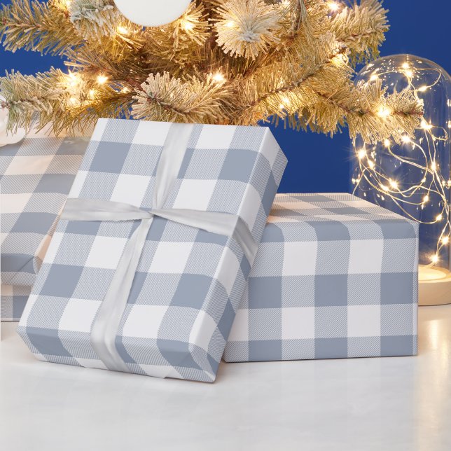 Papier Cadeau Carreaux de buffle gris et blanc (Vacances)