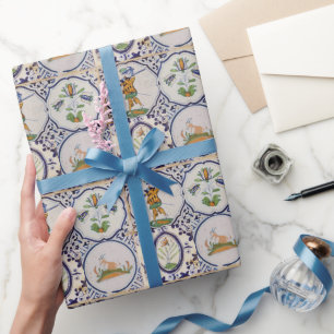 Papier Cadeau Carreaux de Delft hollandais vintage Art de la pot
