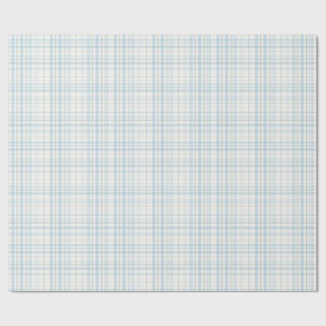 Papier Cadeau Carreaux de lin bleu pastel doux (Plat)