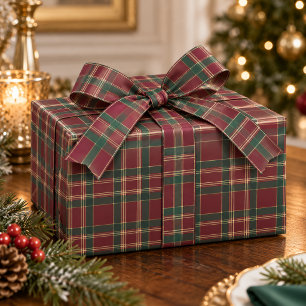 Papier Cadeau Carreaux de Noël Bourguignon Mat