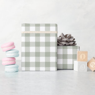 Papier Cadeau Carreaux de plaid de buffle vert sauge à carreaux 
