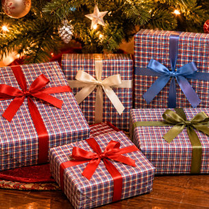 Papier Cadeau Carreaux de port d'hiver
