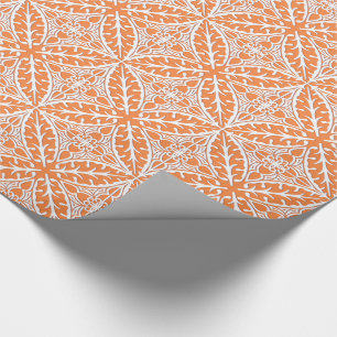 Papier Cadeau Carreaux marocains - corail orange et blanc