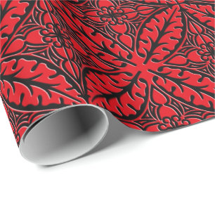 Papier Cadeau Carreaux marocains - rouge foncé et noir