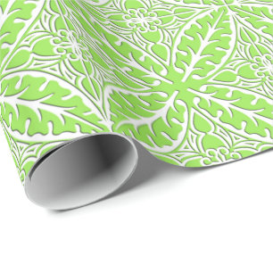 Papier Cadeau Carreaux marocains - vert citron et blanc