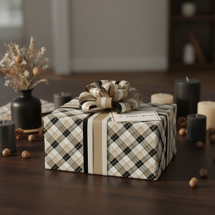 Papier Cadeau Carreaux marron et noirs