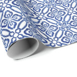 Papier Cadeau Carreaux Motif Positano Vintage Italien Bleu Blanc<br><div class="desc">Motif de carreaux méditerranéen vintage dans un bleu et blanc classique.</div>