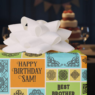 Papier Cadeau Carreaux Motifs Anniversaire Ajouter le Texte Oran