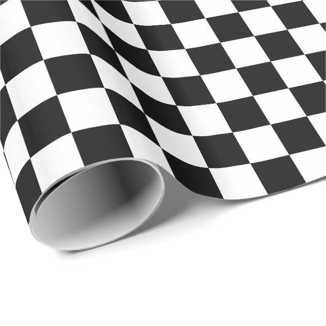 Papier Cadeau Carreaux Noir et Blanc (Coin rond)