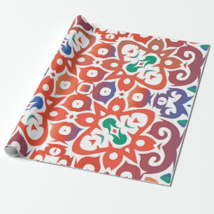 Papier Cadeau Carreaux ornés d'antiquité talavera mexico. Main d