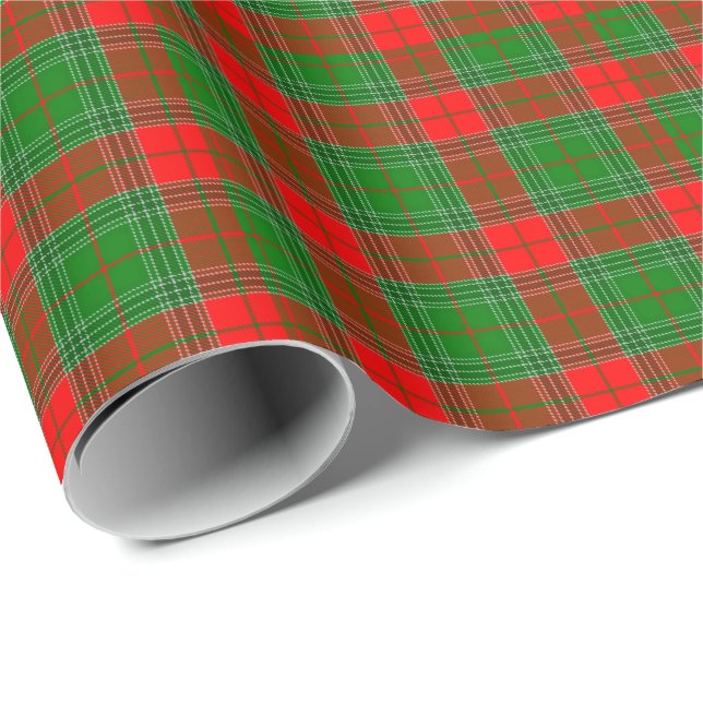 Papier Cadeau Carreaux Rouges et Verts  (Coin rond)