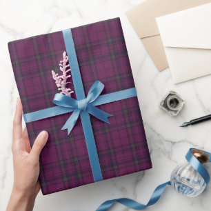 Papier Cadeau Carreaux Tartan Violet Foncé