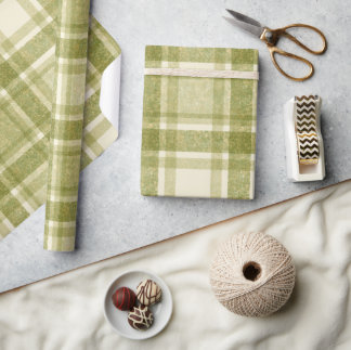 Papier Cadeau Carreaux Terroir | Sauge & Crème