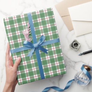 Papier Cadeau Carreaux Vert / Rouge / Blanc