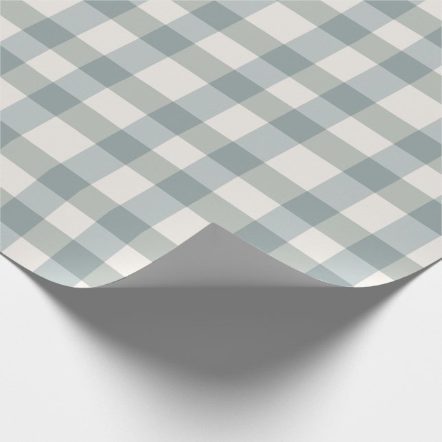 Papier Cadeau Carreaux Verts Gingham Maison de Campagne Simple (Coin)